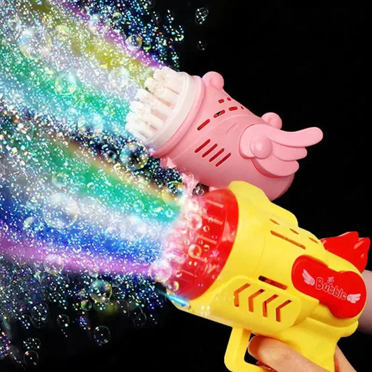 Bubble Gun Kids Toys Automatic Soap Rocket Bubbles Machine Outdoor Wedding Party Toy Birthday Gifts 29 holes Yellow