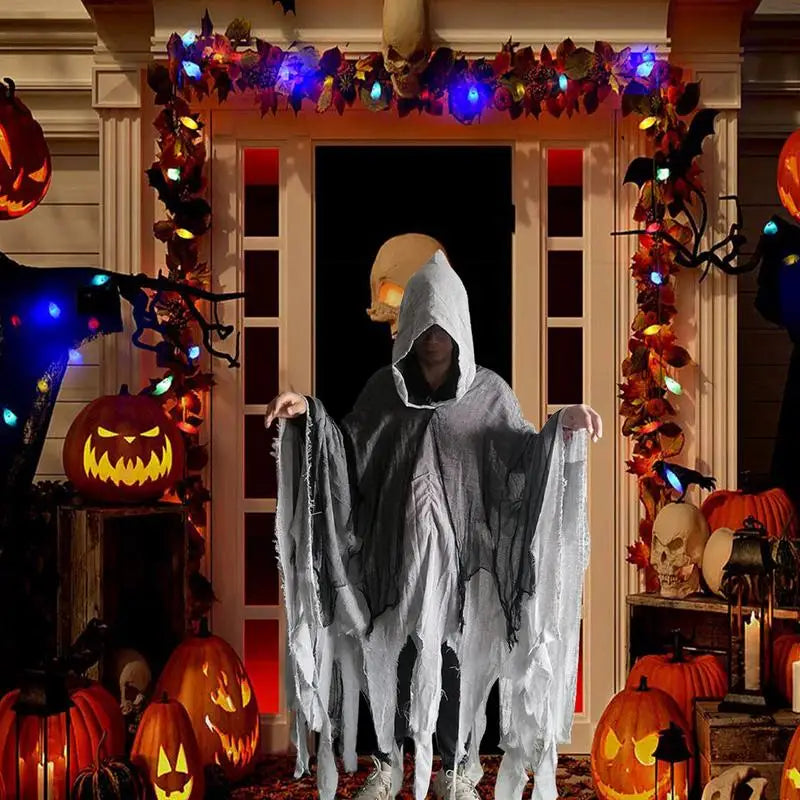 Gothic Ghost Hooded Cape Halloween Cosplay Costume