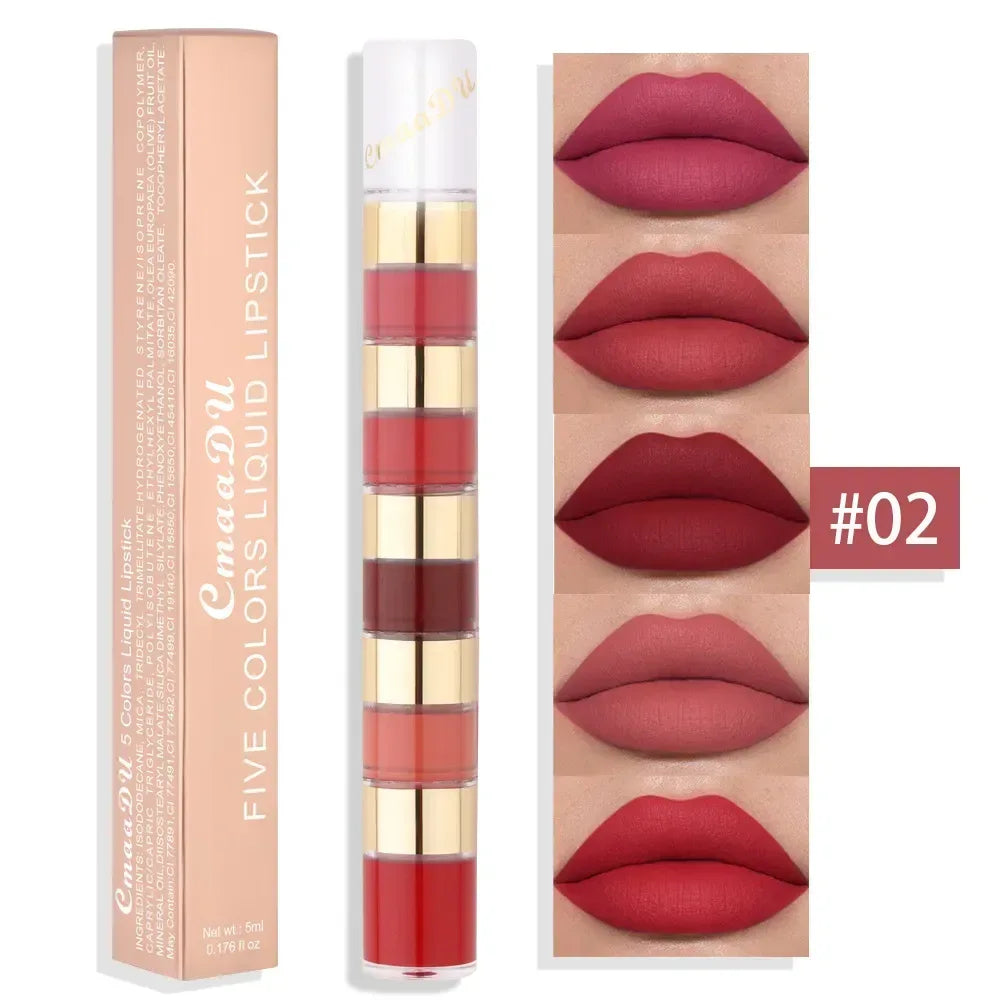 5 In 1 Matte Lipstick Kit Combo Strip 02