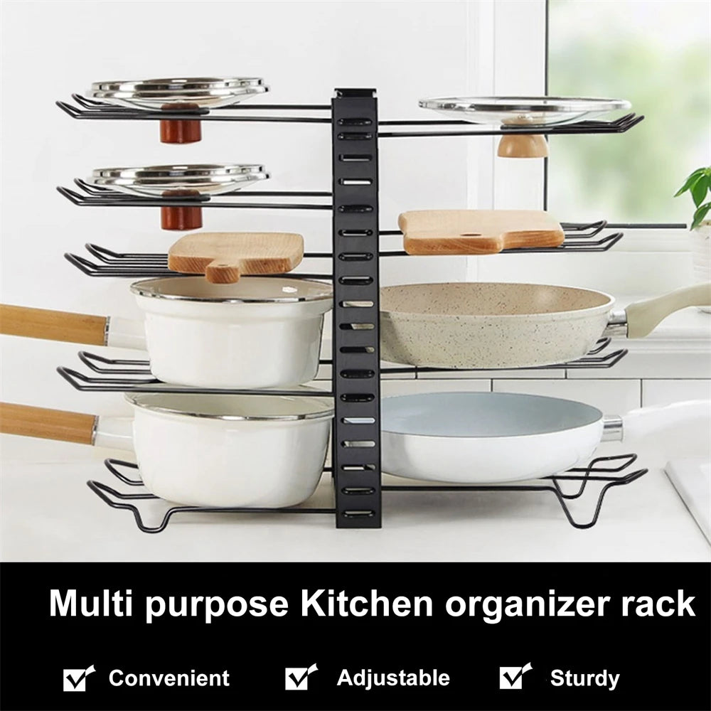 8 Tiers Pan Pot Organizer Rack Multi-layer Iron Wire