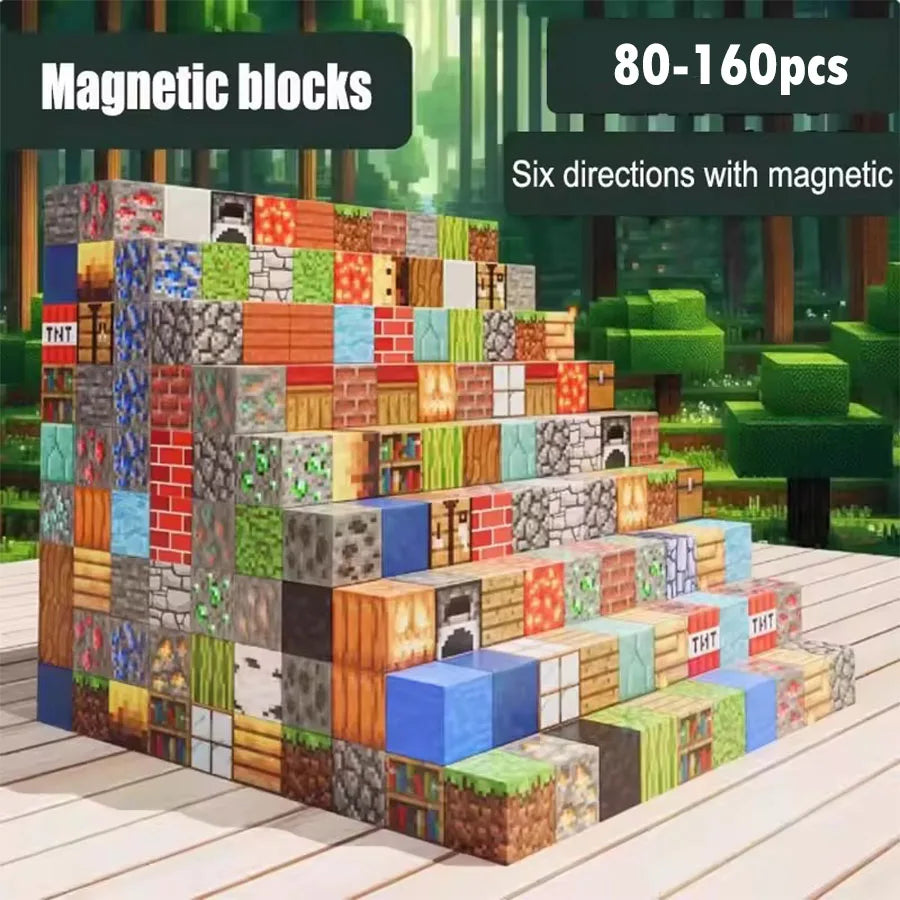 Magnetic Building Blocks Mine Scene Set (80–160 Pcs)