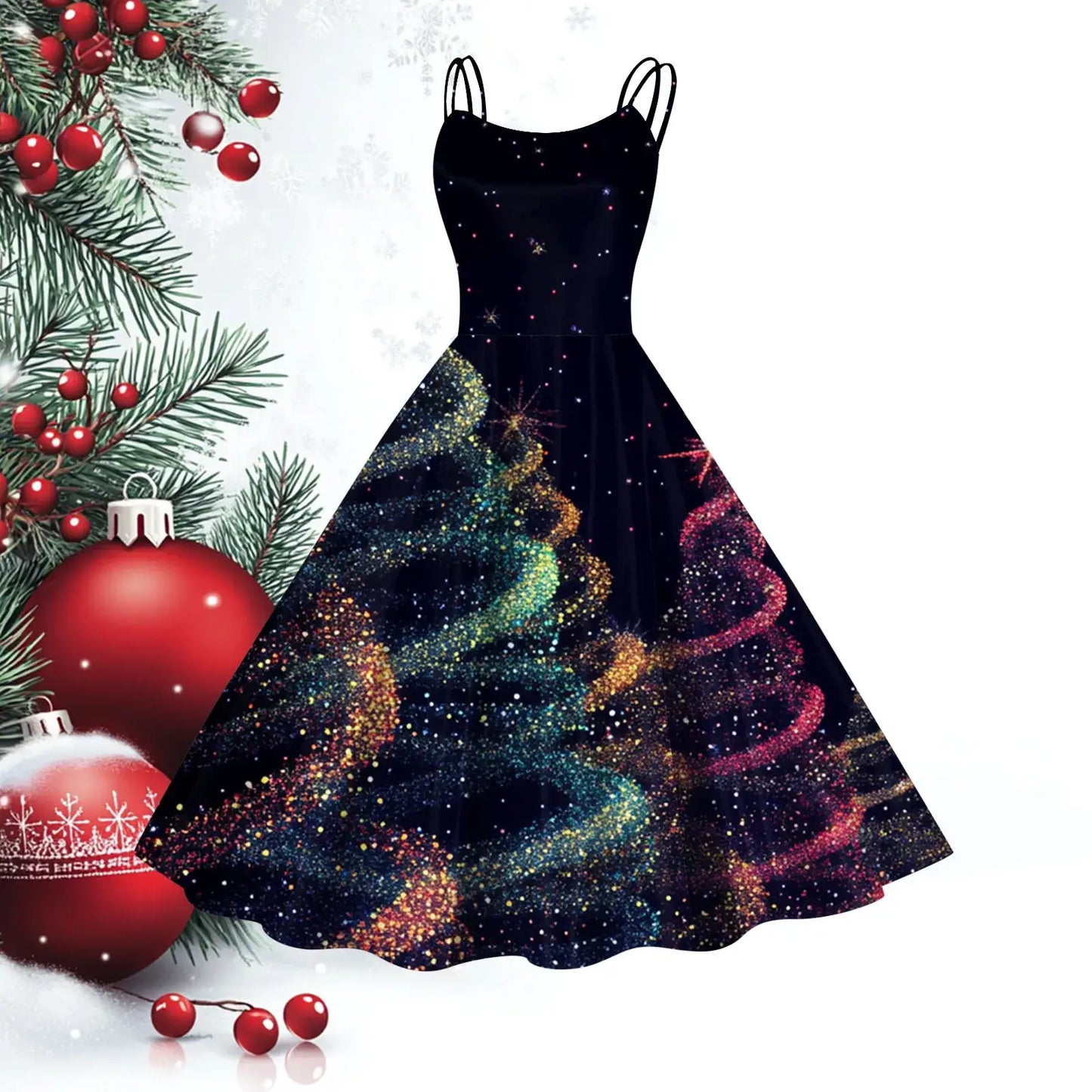 Women’s Christmas Cosplay Slip Dress Black / M / United States