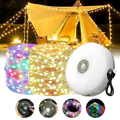 4-in-1 LED Camping Reel Light Warm and RGB / United States