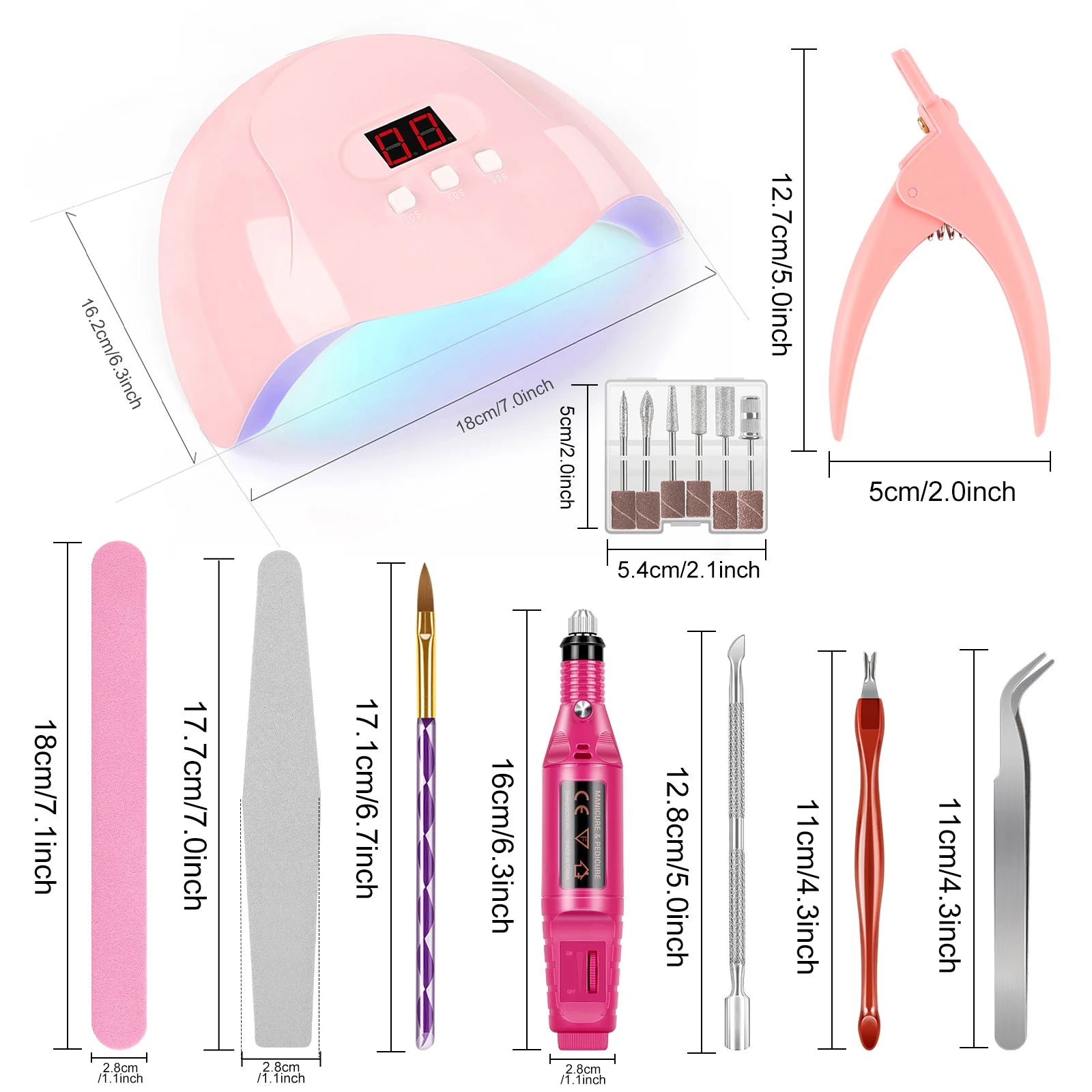 Acrylic Nail Kit with 36W UV LED Nail Lamp Base Top Coat Suitable for Nail Extension and Decoration Nail Tools