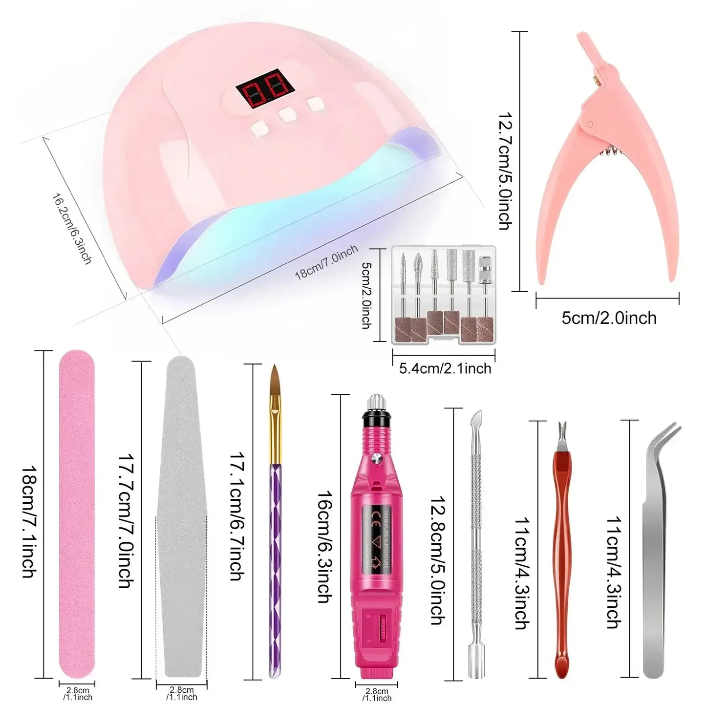 Acrylic Nail Kit with 36W UV LED Nail Lamp Base Top Coat Suitable for Nail Extension and Decoration Nail Tools Acrylic Kit / United States