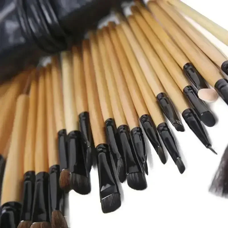 24-Piece Professional Makeup Brush Set with Free Gift Bag & Sponge black color / United States