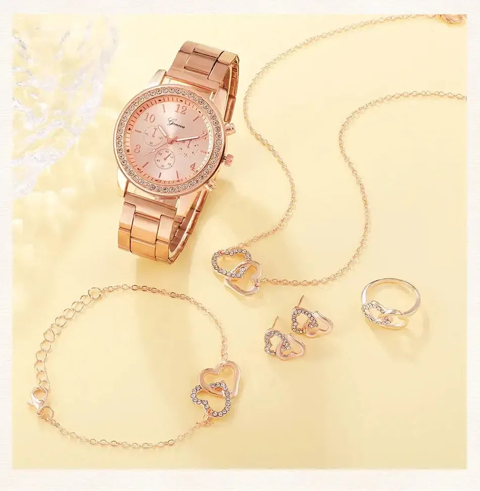 6 pcs. Rose Gold jewelry set Gold