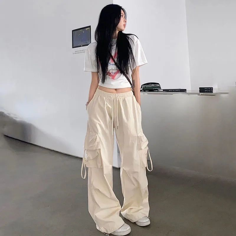 Cargo Pants Women Harajuku Hip Hop Big Pockets Wide Leg Trousers