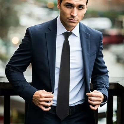 2PCS Adjustable Men’s Suit Ties – Formal & Casual Clip-On Necktie Set Dark Blue / United States