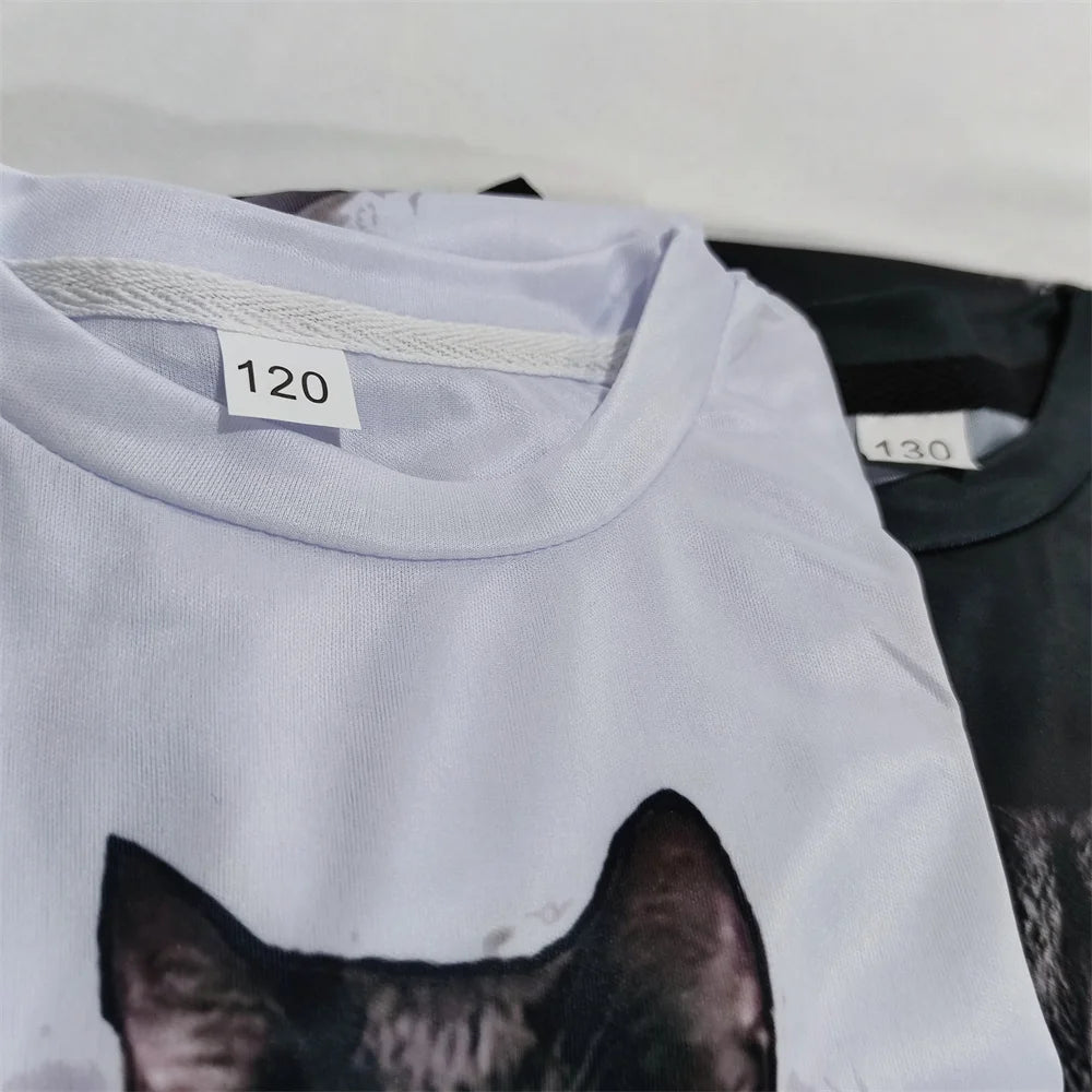 3D Graphic Cat T-shirt