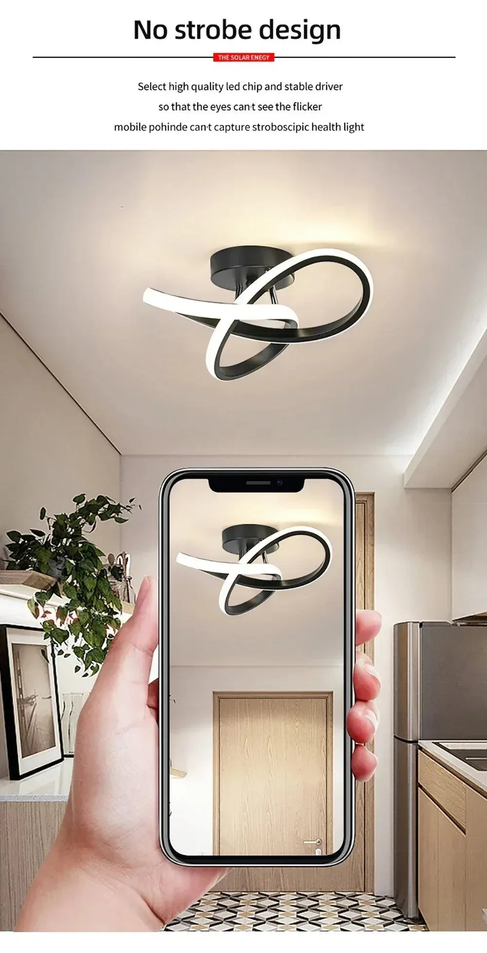 Modern LED Aisle Ceiling Lights B-Black / Cool white