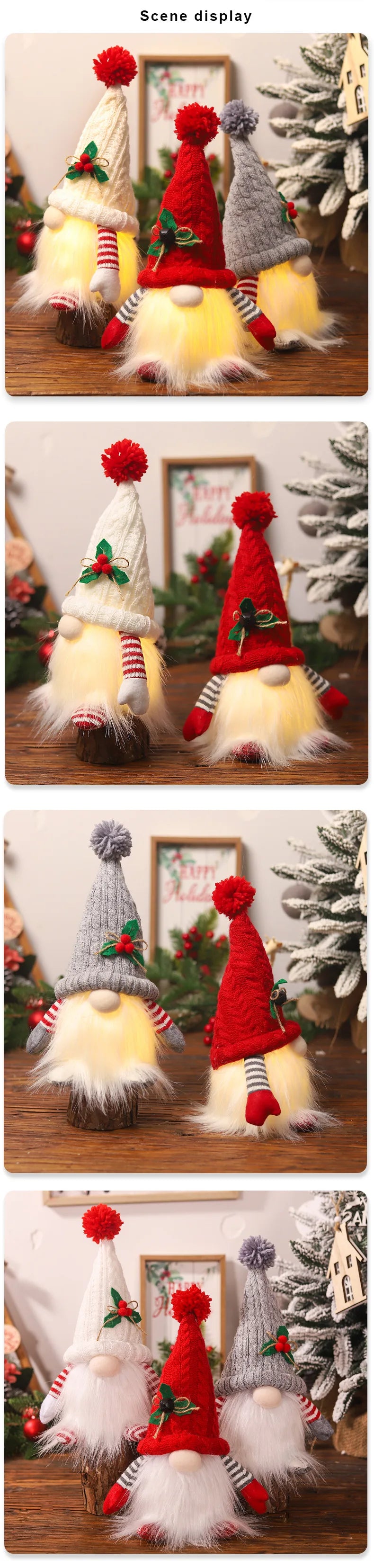 Christmas Elf Knitted Gnome with LED Light