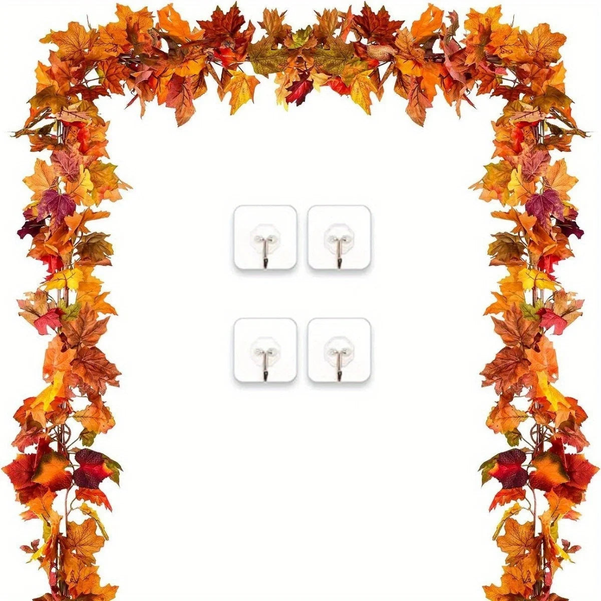 2Pcs Fall Garland Maple Leaf, 5.9ft Hanging Garland Thanksgiving Decor for Home