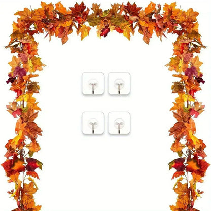 2Pcs Fall Garland Maple Leaf, 5.9ft Hanging Garland Thanksgiving Decor for Home Orange / United States