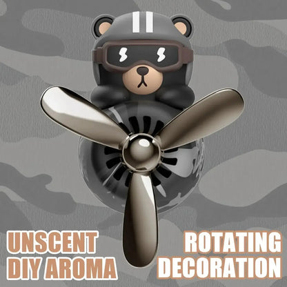 Pilot Bear Car Air Freshener with Rotating Propeller Unscent Bear Camo