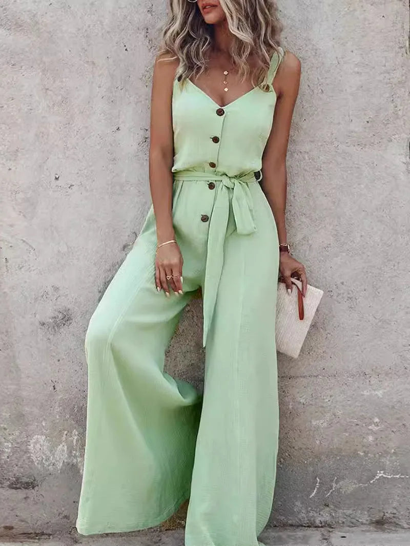 Wide Leg Jumpsuits with Belt