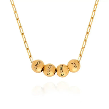 Custom Name Necklace – Engraved Family Bead Stainless Steel Jewelry Gold Color / United States / 7-9names