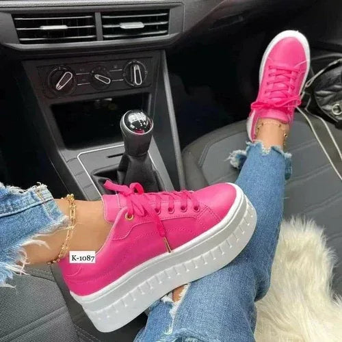 Casual Platform Women's Shoes Flat Womens Sneakers Rosy Red / 5