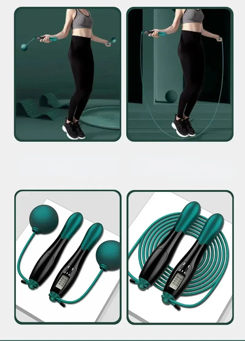 Adjustable Cordless jump rope Fitness gym Green rope