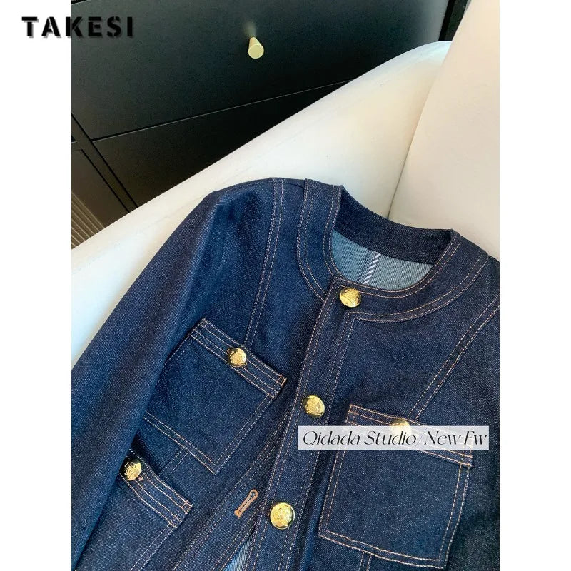 Casual Blue Elegant Denim Jacket