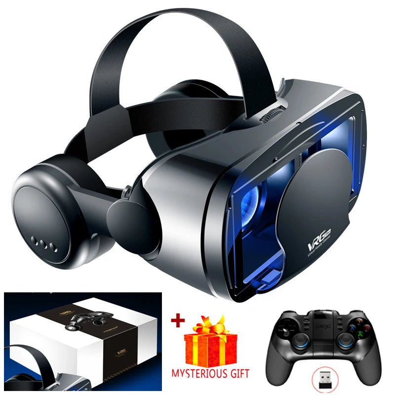 VRG Pro 3D VR Headset with Adjustable Lenses – Immersive Smart Glasses for 3.5–7” Smartphone