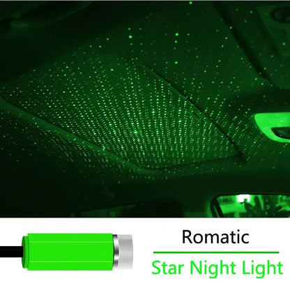 Romantic LED Car Roof Star Night Light Projector Green