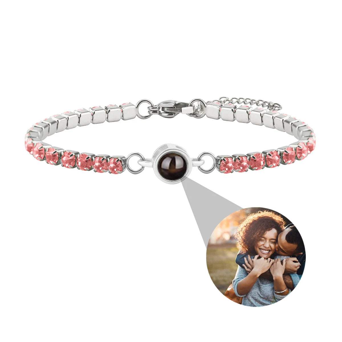 Custom Projection Photo Bracelet – personalized Zircon Chain Memory Jewelry for Women & Men