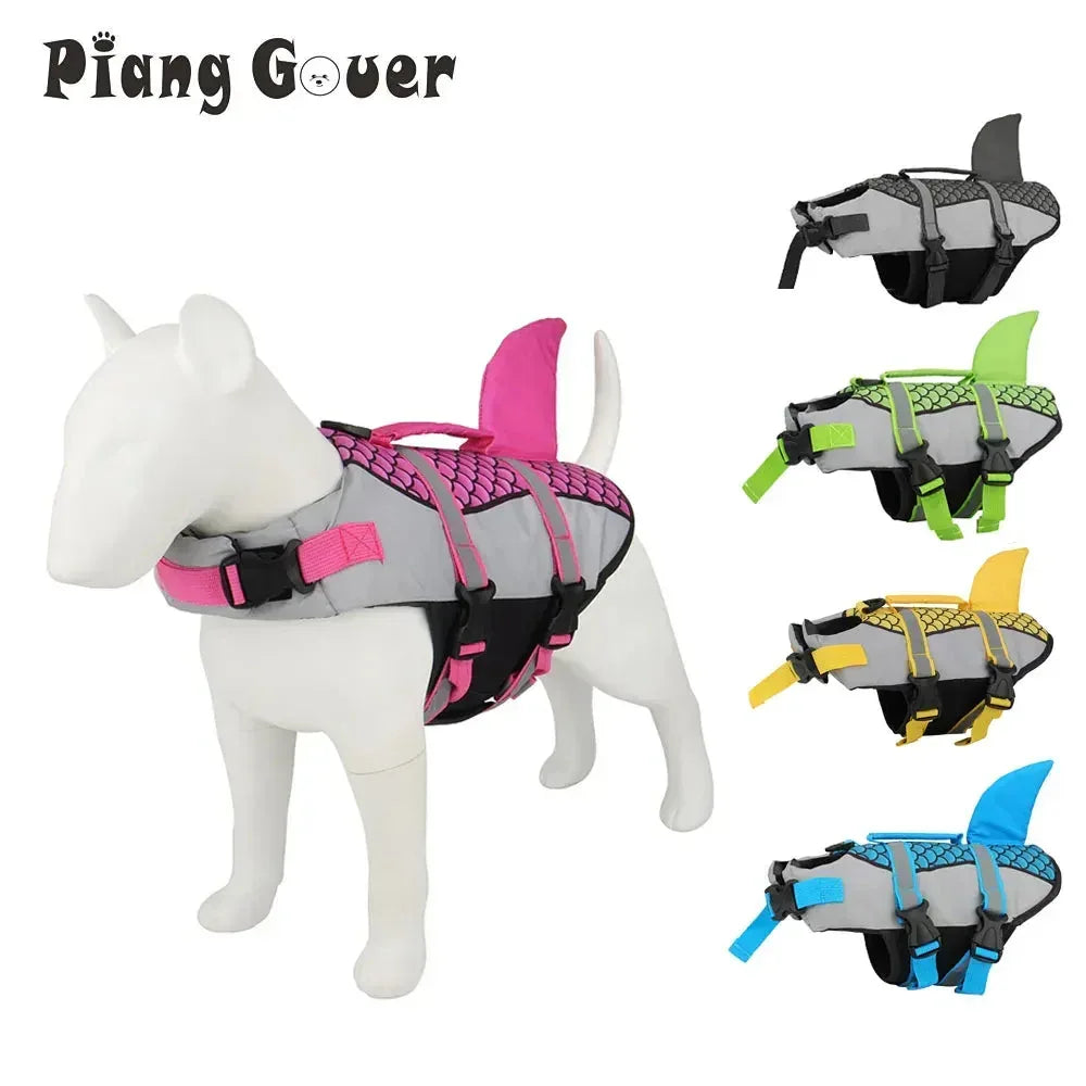 Life Vest Collar Harness Pet Swimwear GRAY / XS