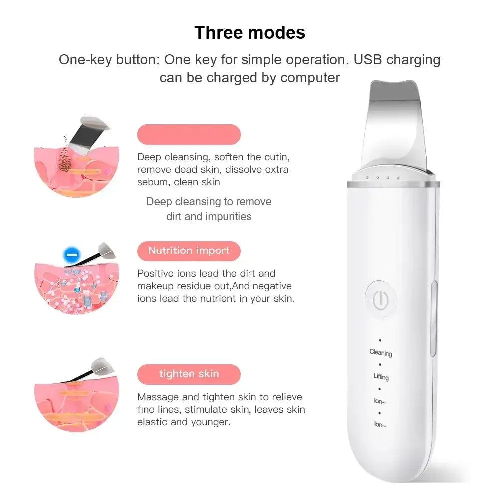 Ultrasonic Skin Scrubber and Facial Lifting skin care Green with box