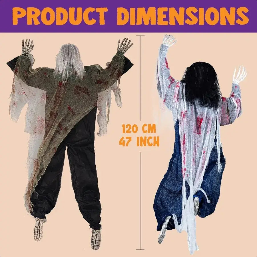JOYIN 2-Pack 47" Halloween Climbing Zombie Decorations