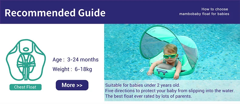 Non-Inflatable Baby Float with Canopy Waist Swimming Chest