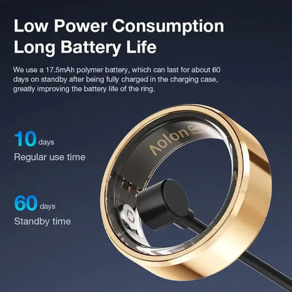 Aolon Gen3 Smart Ring Men Women Military Grade Titanium Steel Shell Waterproof Multi-sport Modes black / United States / 8