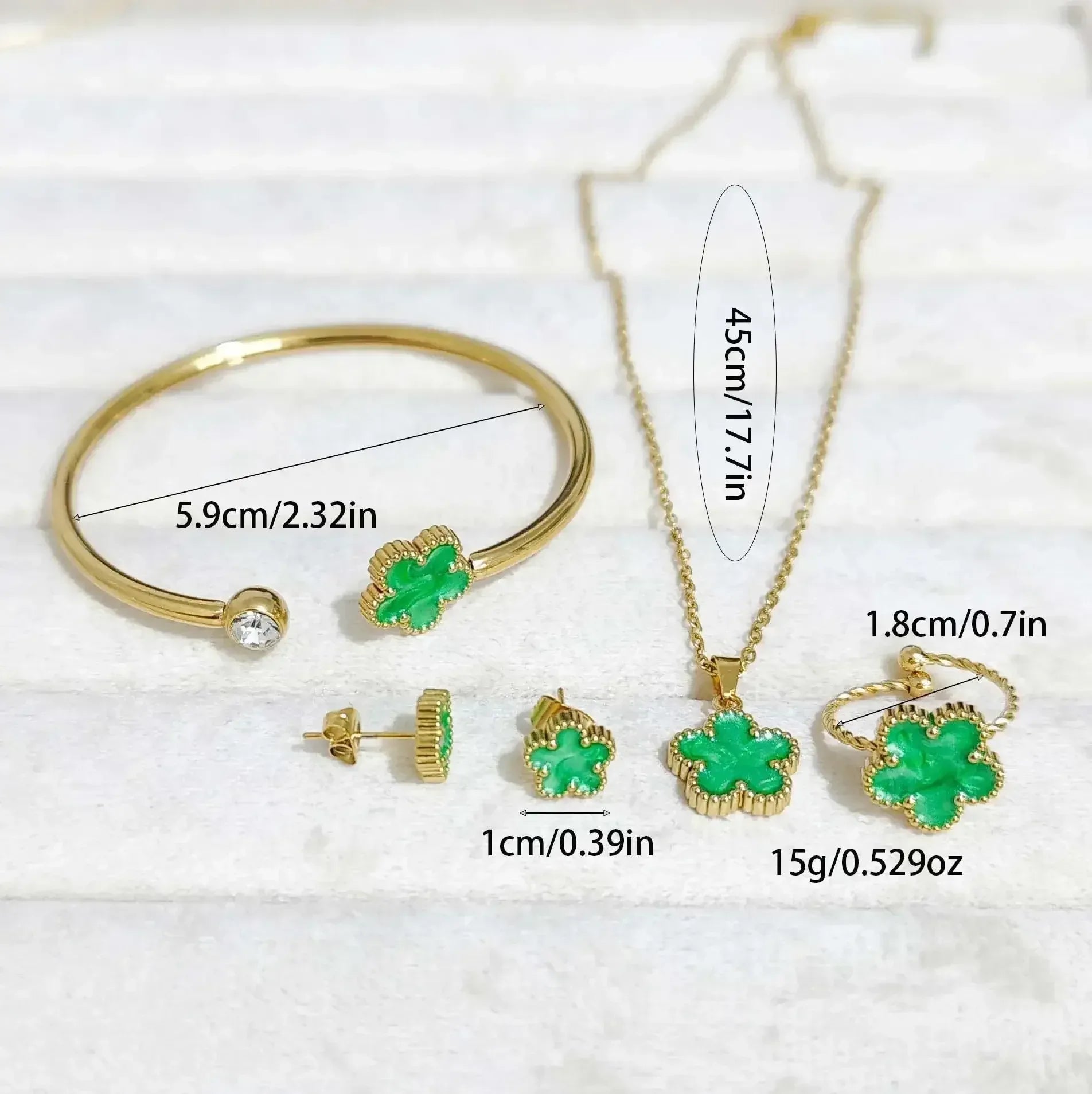 Stainless Steel Clover Jewelry Set GRAY / United States