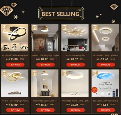 Modern LED Aisle Ceiling Lights B-Black / Cool white