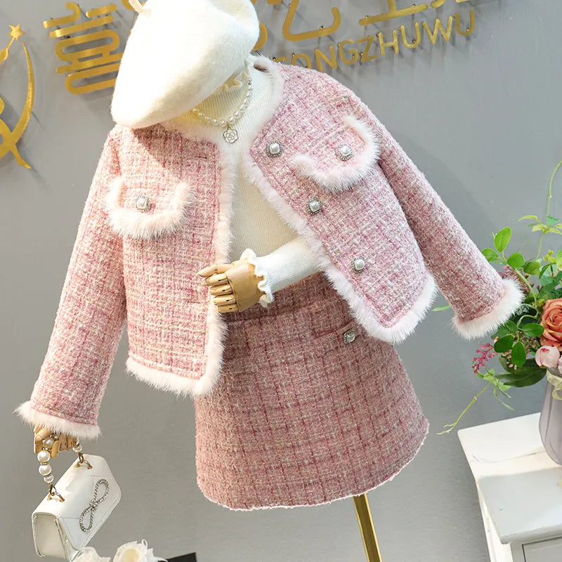 New Girl 2 Piece Tweed Set Winter Suit