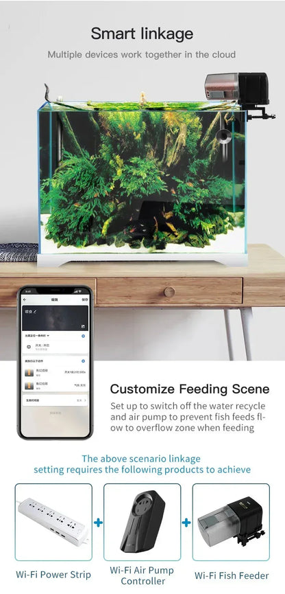 Wifi Wireless Intelligent Remote Control Fish Tank Dispenser WiFi Black