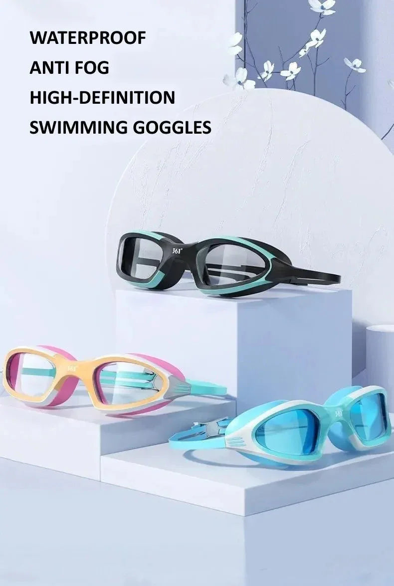HD Anti fog swimming goggles White goggles