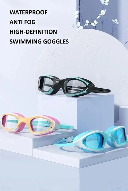 HD Anti fog swimming goggles White goggles