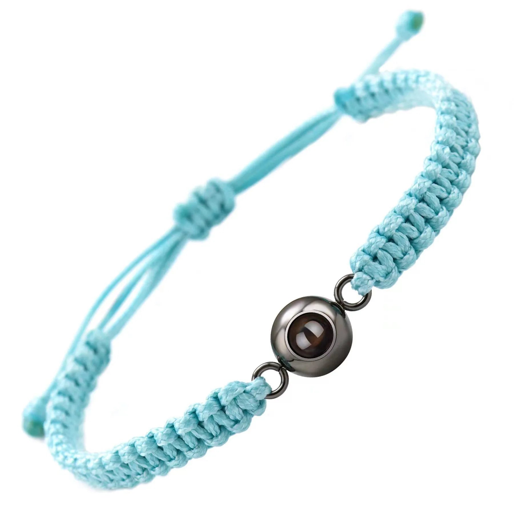 Photo Projection Bracelet – Personalized Heart Charm Woven Rope Chain for Men & Women