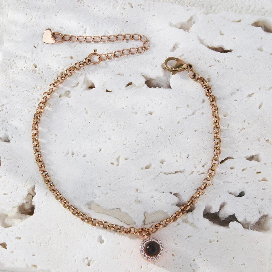 Custom Projection Photo Bracelet – personalized Zircon Chain Memory Jewelry for Women & Men