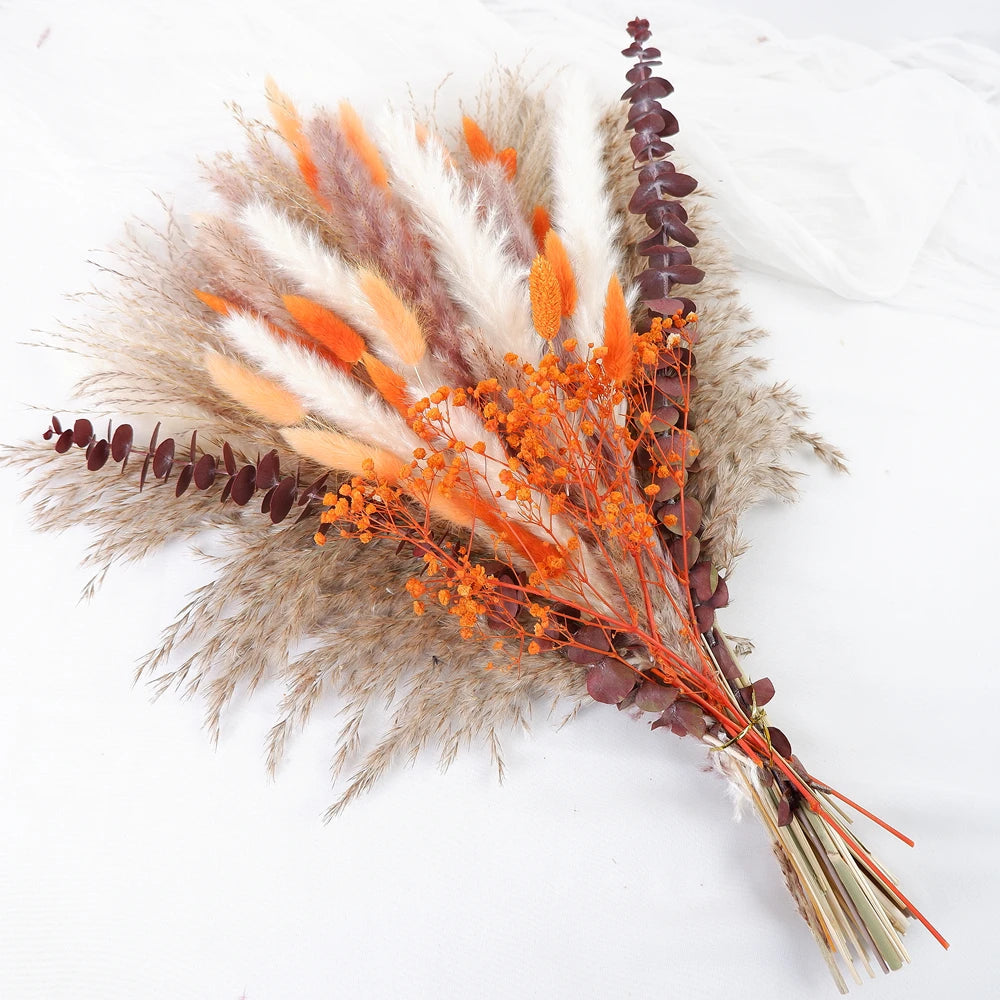 Boho Pampas & Dried Flower Bouquet – 60-Piece Natural Set Minx