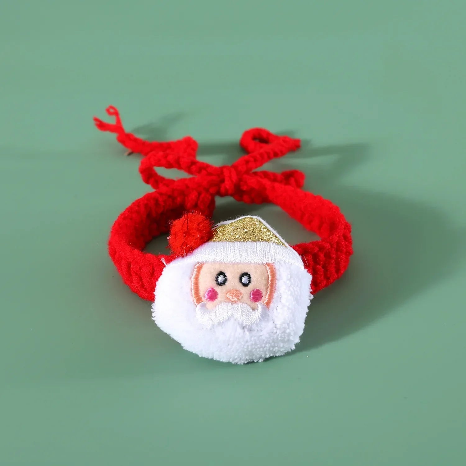 Cute Santa Claus Pattern Pet Bow Bell Collar for Dog Cats Accessories Supplies Holiday Christmas