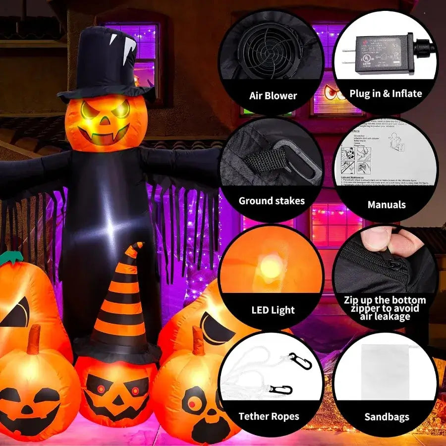 7FT Halloween Inflatable Pumpkin with LED Lights