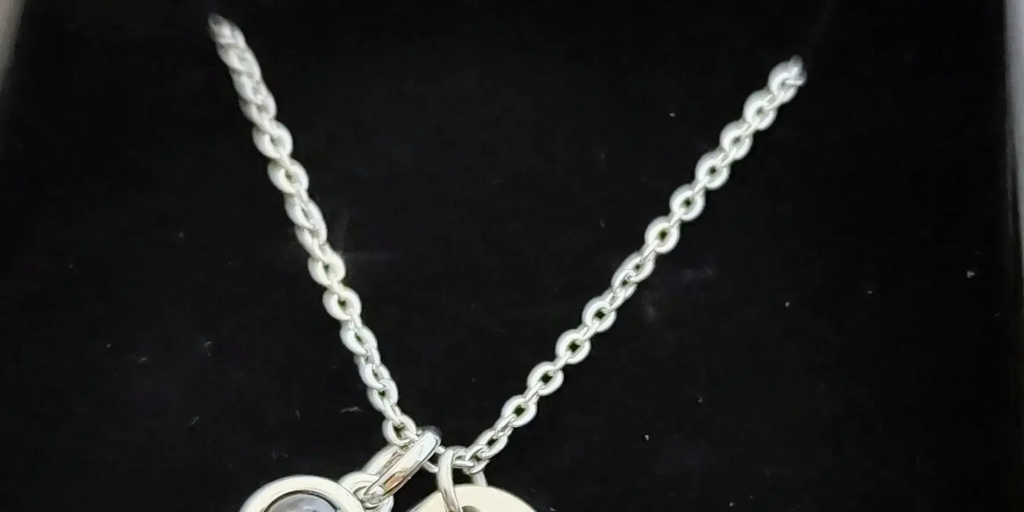 Custom Oval Photo Projection Necklace Birth Flower Name Pendant Gold color / March / United States|Leave name to seller