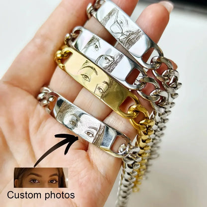 Personalized Eye Photo Bracelet Steel / 20cm Model size / United States