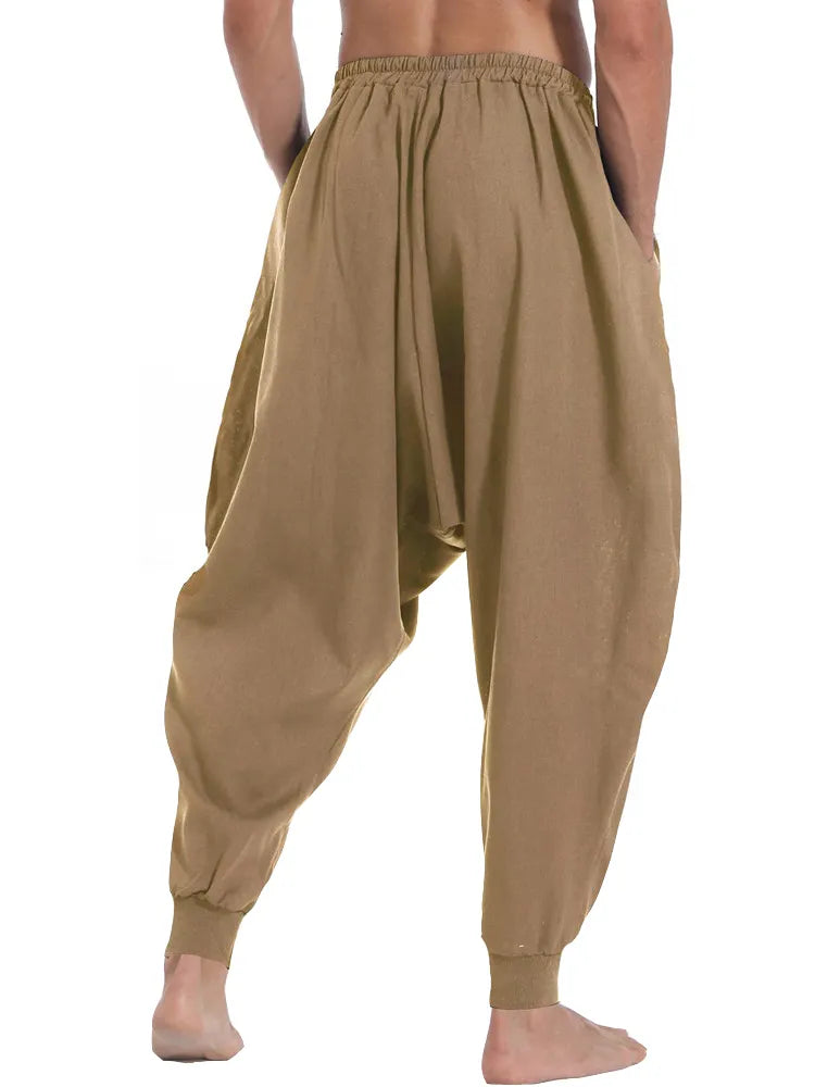 Men Casual Baggy Drawstring Genie Boho Yoga Aladdin Harem Pants