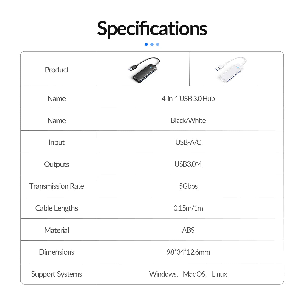 ORICO Ultra-Slim 4-Port USB-C Hub