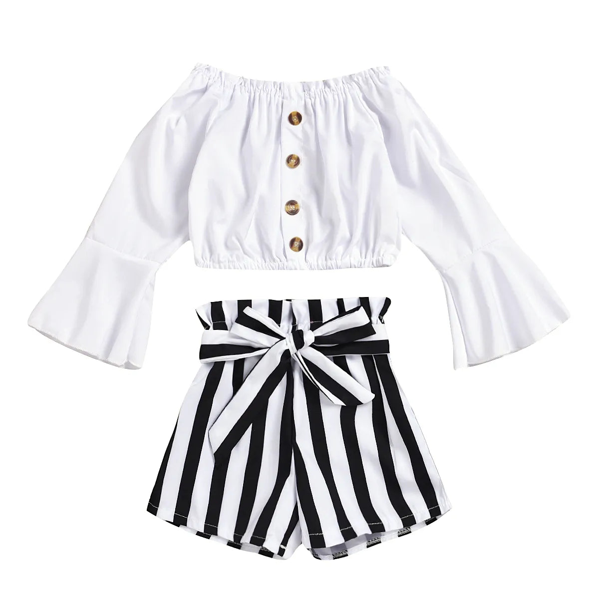 Off Shoulder Elastic Tops with short set for kids