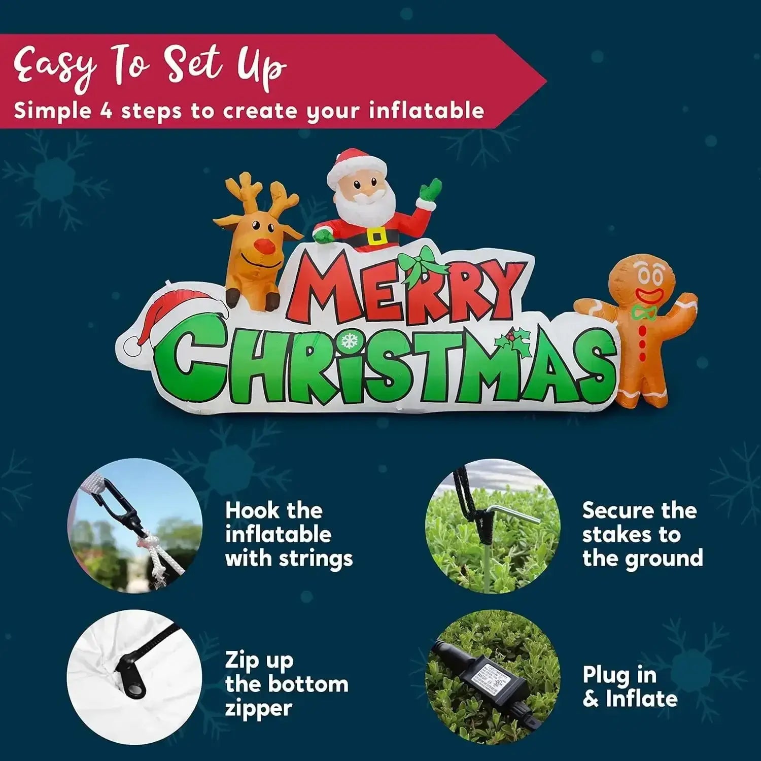 9.5 FT Inflatable Merry Christmas Sign with LED Lights