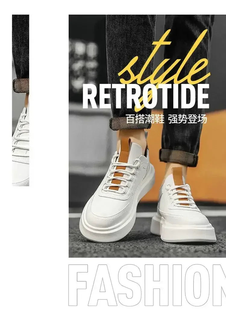 Men Thick Sole Shoes white brown / 39